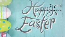  Presentation with graphic - Slide deck featuring grey easter graphic against teal background and a  colored foreground