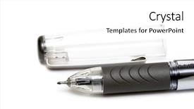  Presentation with black white program - Audience pleasing slides consisting of grey fountain - black pen isolated on white backdrop and a white colored foreground