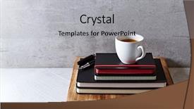  Presentation with coffee cup diary - Slide set with grey fountain - cup of coffee on black background and a  colored foreground