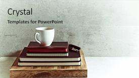  Presentation with coffee cup - Slide deck with grey fountain - cup of coffee on black background and a  colored foreground