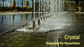  Presentation with building - Presentation consisting of grey fountain - water jets office building source background and a  colored foreground