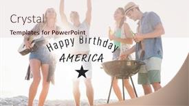  Presentation with millennials - Beautiful slide deck featuring grey fourth of july graphic against millennials at beach party and flares backdrop and a lemonade colored foreground