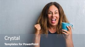  Presentation with cup coffee - Theme enhanced with grey grunge wall drinking cup background and a  colored foreground