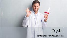  Presentation with grungy white concrete wall - PPT theme enhanced with grey grunge wall holding diploma background and a light gray colored foreground