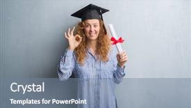  Presentation with woman praying over bible - PPT theme enhanced with grey grunge wall holding diploma background and a seafoam green colored foreground