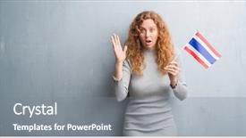 Presentation with hands holding - Slide deck with grey grunge wall holding flag background and a  colored foreground