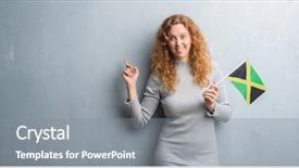  Presentation with jamaica - Cool new PPT layouts with grey grunge wall holding flag backdrop and a gray colored foreground