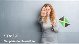  Presentation with jamaica - Slide deck enhanced with grey grunge wall holding flag background and a gray colored foreground