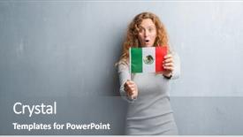  Presentation with mexico flag - Presentation theme consisting of grey grunge wall holding flag background and a gray colored foreground