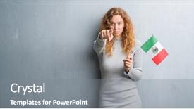  Presentation with mexico flag - PPT layouts enhanced with grey grunge wall holding flag background and a gray colored foreground