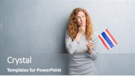  Presentation with young grey maine coon cat - Amazing PPT layouts having grey grunge wall holding flag backdrop and a  colored foreground