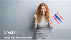  Presentation with grey - Audience pleasing slide deck consisting of grey grunge wall holding flag backdrop and a  colored foreground