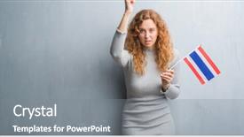  Presentation with grey - Audience pleasing slide deck consisting of grey grunge wall holding flag backdrop and a  colored foreground