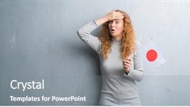  Presentation with japan flag - PPT layouts consisting of grey grunge wall holding flag background and a gray colored foreground