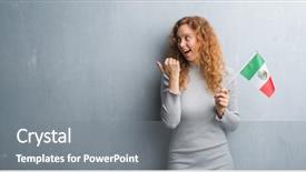  Presentation with mexico flag - Theme with grey grunge wall holding flag background and a gray colored foreground