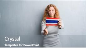  Presentation with woman praying over bible - Cool new theme with grey grunge wall holding flag backdrop and a gray colored foreground