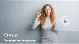  Presentation with korea flag - Beautiful PPT theme featuring grey grunge wall holding flag backdrop and a gray colored foreground