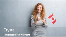  Presentation with canada flag - Cool new PPT theme with grey grunge wall holding flag backdrop and a gray colored foreground