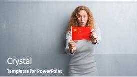  Presentation with china flag - Amazing slide deck having grey grunge wall holding flag backdrop and a gray colored foreground