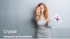  Presentation with korea flag - Beautiful presentation featuring grey grunge wall holding flag backdrop and a gray colored foreground