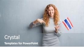  Presentation with woman praying over bible - Beautiful slides featuring grey grunge wall holding flag backdrop and a gray colored foreground