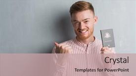  Presentation with young grey maine coon cat - Presentation theme with grey grunge wall holding passport background and a coral colored foreground