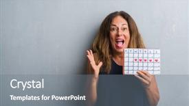  Presentation with woman hands raised to sky - Audience pleasing slide deck consisting of grey grunge wall holding period backdrop and a gray colored foreground