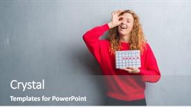  Presentation with young grey maine coon cat - Cool new slides with periodical - young redhead woman over grey backdrop and a gray colored foreground