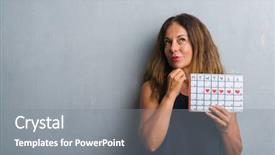  Presentation with business woman standing on maze - PPT theme featuring grey grunge wall holding period background and a gray colored foreground