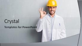  Presentation with safety chemical engineering - Presentation theme enhanced with grey grunge wall wearing safety background and a  colored foreground