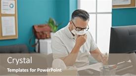  Presentation with grey - PPT layouts featuring grey-haired-man-business-worker and a coral colored foreground