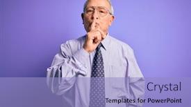  Presentation with purple business - Colorful presentation design enhanced with grey-haired-senior-business-man backdrop and a light blue colored foreground