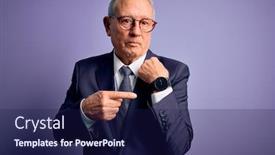  Presentation with purple business - Amazing slide deck having grey-haired-senior-business-man backdrop and a navy blue colored foreground