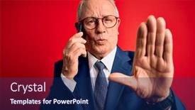  Presentation with red grey - Colorful presentation theme enhanced with grey-haired-senior-business-man backdrop and a navy blue colored foreground