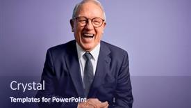  Presentation with purple business - Cool new slide deck with grey-haired-senior-business-man backdrop and a navy blue colored foreground