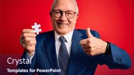  Presentation with cooperation puzzle - Audience pleasing PPT layouts consisting of grey-haired-senior-business-man backdrop and a navy blue colored foreground
