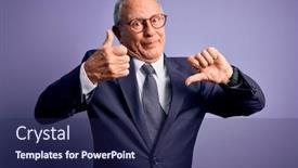  Presentation with purple business - Presentation theme featuring grey-haired-senior-business-man background and a navy blue colored foreground