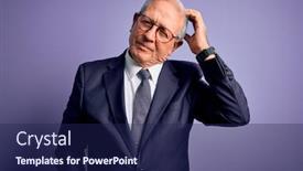  Presentation with purple business - Cool new presentation design with grey-haired-senior-business-man backdrop and a navy blue colored foreground