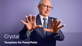  Presentation with purple business - Presentation theme enhanced with grey-haired-senior-business-man background and a navy blue colored foreground
