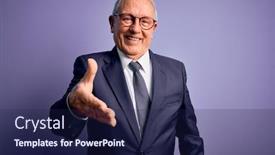  Presentation with purple business - Audience pleasing theme consisting of grey-haired-senior-business-man backdrop and a navy blue colored foreground