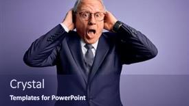  Presentation with purple business - Presentation design featuring grey-haired-senior-business-man background and a navy blue colored foreground