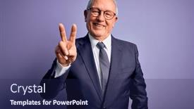  Presentation with purple business - Audience pleasing presentation theme consisting of grey-haired-senior-business-man backdrop and a navy blue colored foreground