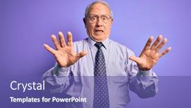  Presentation with purple business - Slides consisting of grey-haired-senior-business-man background and a violet colored foreground