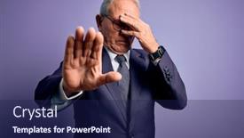  Presentation with purple business - Presentation theme enhanced with grey-haired-senior-business-man background and a navy blue colored foreground