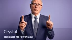  Presentation with purple business - Presentation theme consisting of grey-haired-senior-business-man background and a navy blue colored foreground