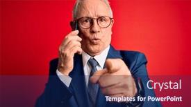  Presentation with red grey - Slides consisting of grey-haired-senior-business-man background and a navy blue colored foreground