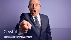  Presentation with purple business - Colorful slide deck enhanced with grey-haired-senior-business-man backdrop and a navy blue colored foreground