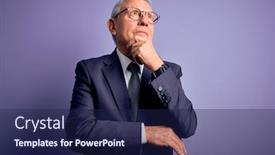  Presentation with purple business - Slide deck enhanced with grey-haired-senior-business-man background and a navy blue colored foreground