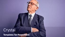  Presentation with purple business - Amazing presentation theme having grey-haired-senior-business-man backdrop and a navy blue colored foreground