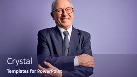  Presentation with purple business - Beautiful PPT layouts featuring grey-haired-senior-business-man backdrop and a navy blue colored foreground